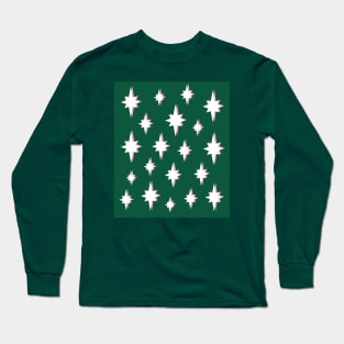 Christmas Stars Green and Pink Long Sleeve T-Shirt